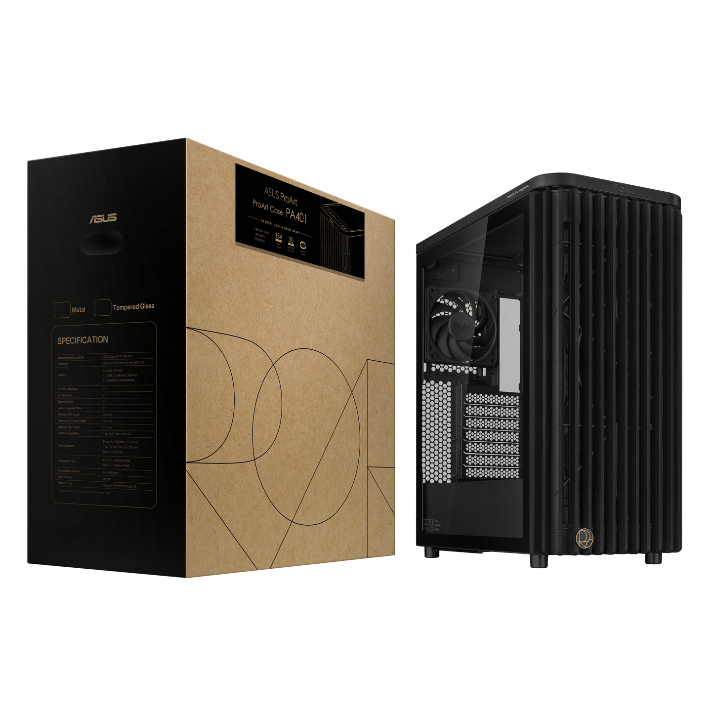 ASUS ProArt PA401 Wood Edition Chassis with Tempered Glass Panel