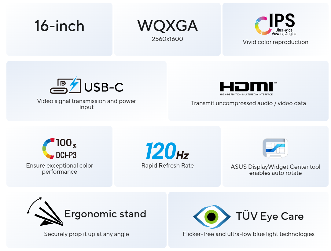 ASUS ZenScreen MB16QHG Portable Monitor