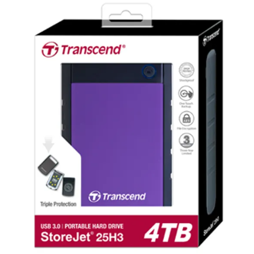 Transcend StoreJet 25H3 2.5 Inch 4TB USB 3.1 HDD - PURPLE