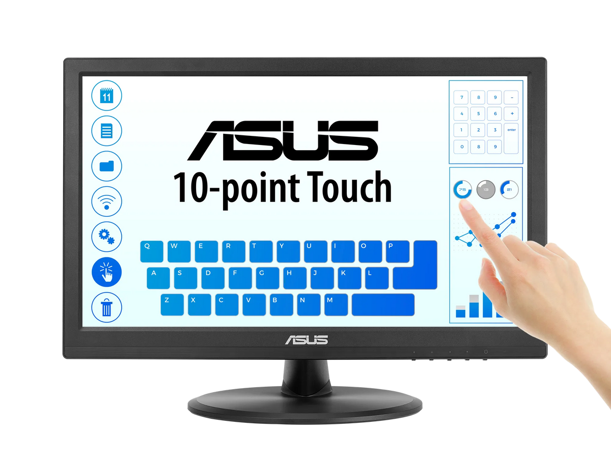 ASUS VT169HE Touchscreen Monitor – 15.6" FHD, 10‑Point Touch, HDMI/VGA, 5ms