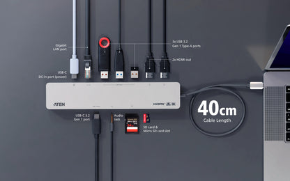 ATEN UH3240 USB-C Multiport Dock with Power Pass-Through