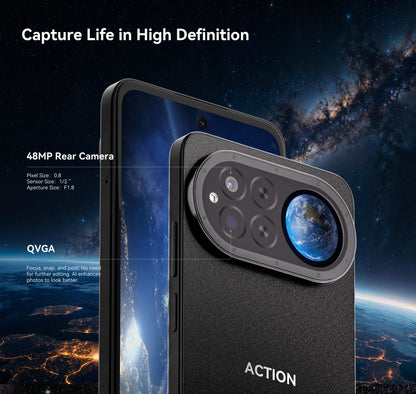 F150 ACTION 15 Rugged Smartphone – 6.67" HD, Dual Display, 18GB RAM, 256GB Storage, IP68/IP69K Waterproof, 48MP Camera, 5100mAh Battery