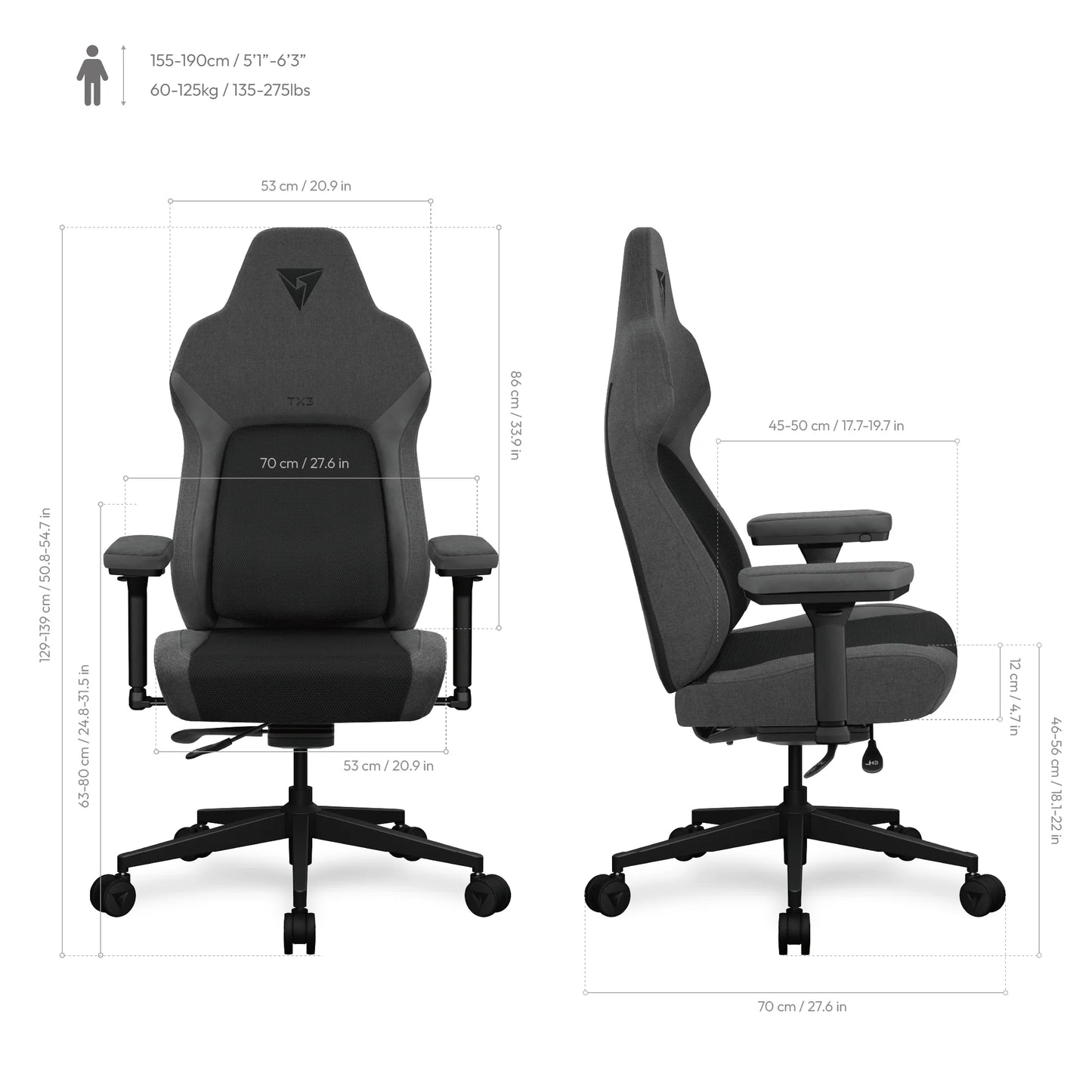 ThunderX3 CORE SMART Ergonomic Gaming Chair – Mesh Black