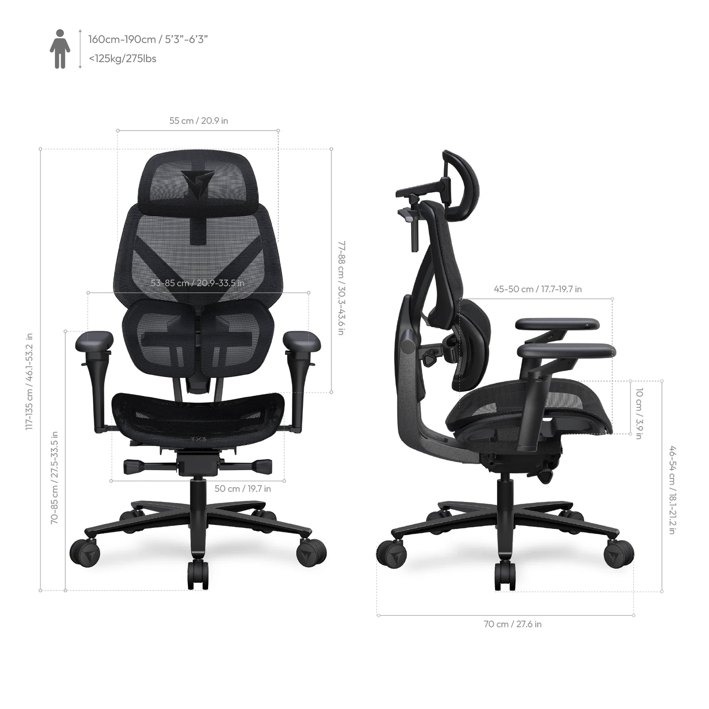 ThunderX3 FLEX PRO Ergonomic Chair – Mesh Black
