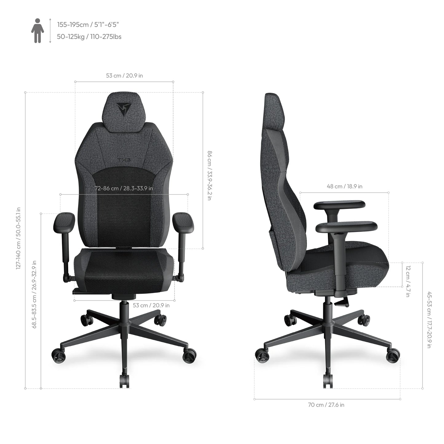 ThunderX3 SOLO 360 Ergonomic Chair – Mesh Black