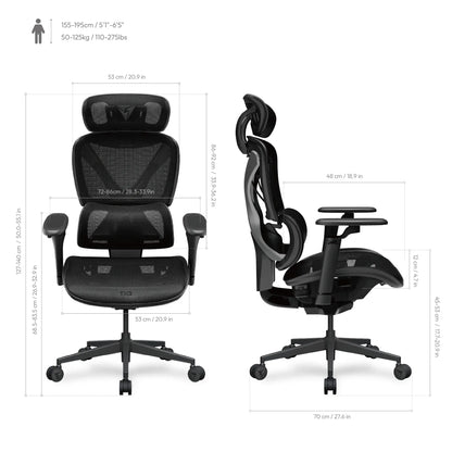 ThunderX3 XTC PRO Ergonomic Chair – Mesh Black